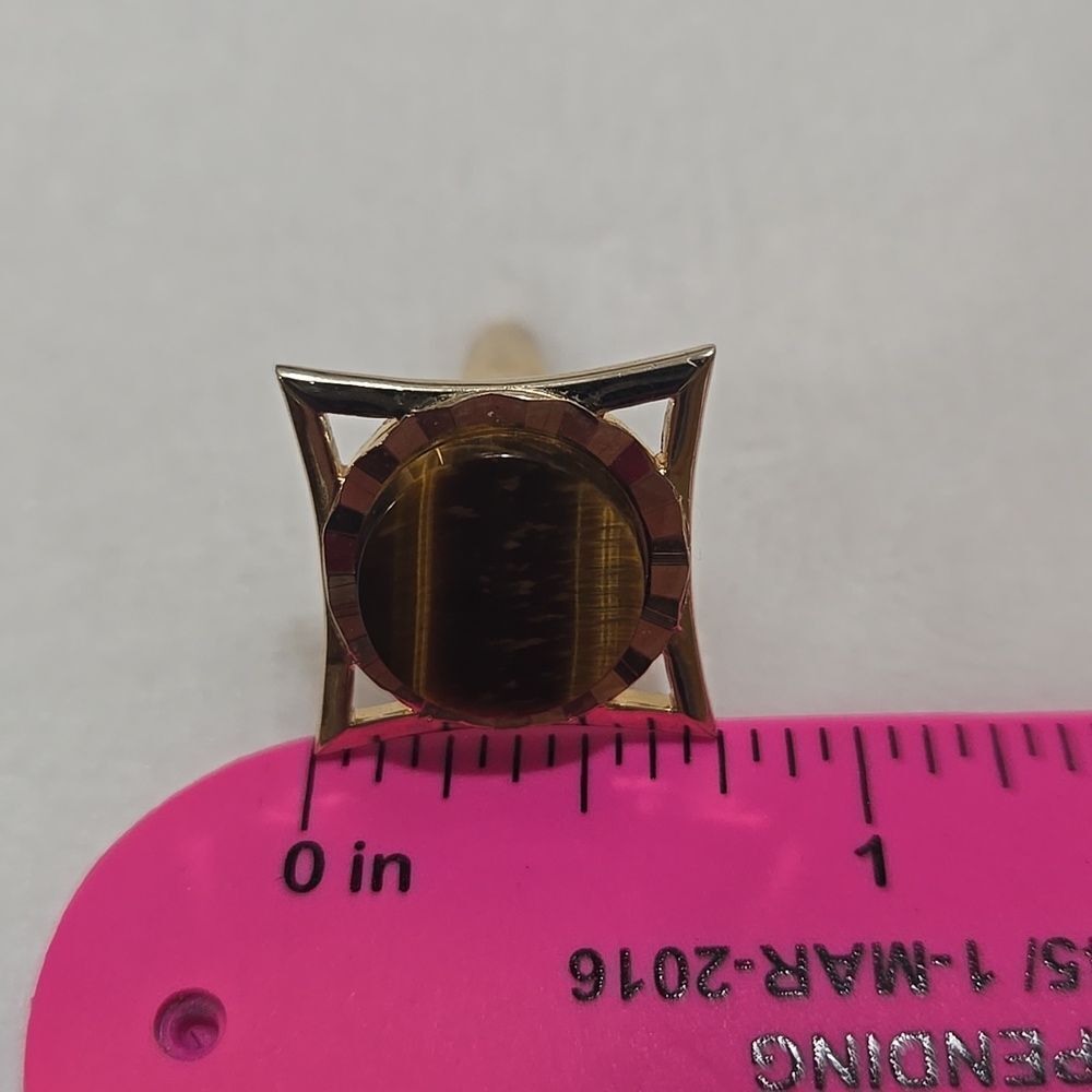 Cufflinks With Natural Tigers Eye Stone - Picture 6 of 7
